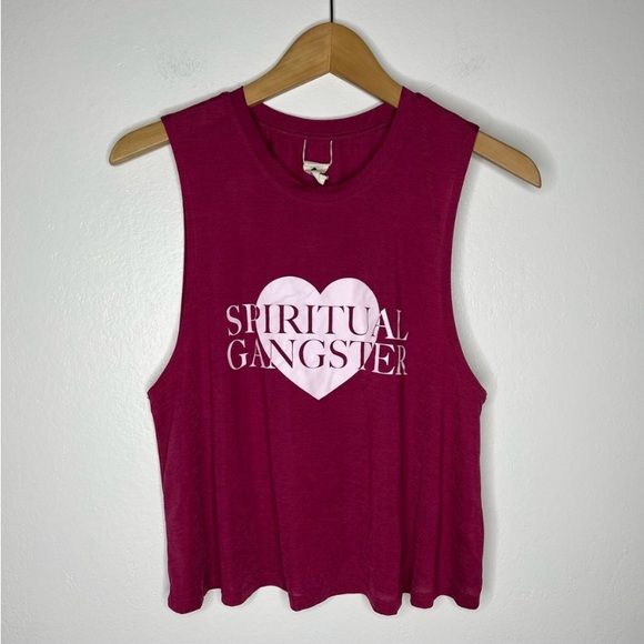 Spiritual Garnet Raspberry Heart Logo Copped Tank Top - Picture 5 of 11